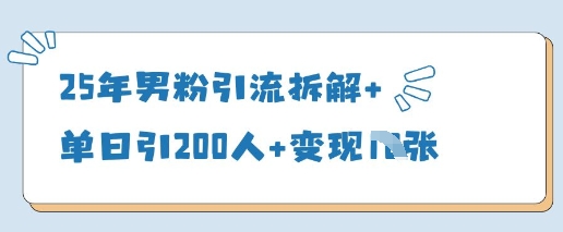 25年男粉引流拆解+单日引200人+变现多张云米网创-专注分享网络创业落地实操课程 – 全网首发_高质量项目输出云米网创