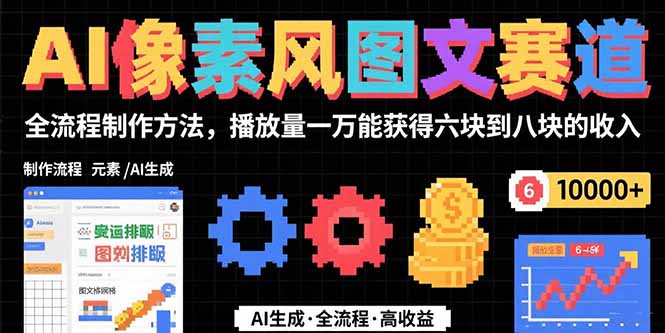 AI像素风图文赛道：全流程制作方法，播放量一万能获得6块到8块的收入云米网创-专注分享网络创业落地实操课程 – 全网首发_高质量项目输出云米网创