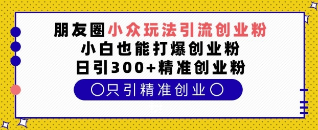 朋友圈小众玩法引流创业粉，小白也能打爆创业粉，日引300+精准创业粉【揭秘】云米网创-专注分享网络创业落地实操课程 – 全网首发_高质量项目输出云米网创