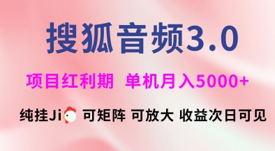 搜狐音频挂ji3.0.可矩阵可放大，独家技术，稳定月入5000+【揭秘】云米网创-专注分享网络创业落地实操课程 – 全网首发_高质量项目输出云米网创