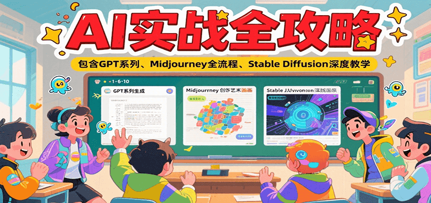 AI实战全攻略，包含GPT系列、Midjourney全流程、Stable Diffusion深度教学云米网创-专注分享网络创业落地实操课程 – 全网首发_高质量项目输出云米网创