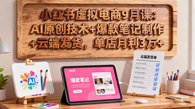 小红书虚拟电商9月课：AI原创技术+爆款笔记制作+云端发货，单店月利3万+云米网创-专注分享网络创业落地实操课程 – 全网首发_高质量项目输出云米网创
