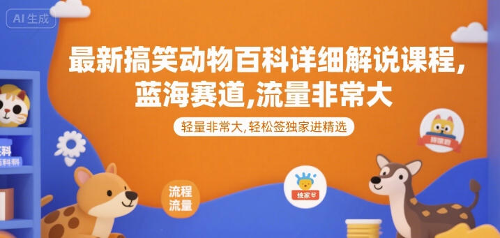 最新搞笑动物百科详细解说课程，蓝海赛道，流量非常大，轻松签独家进精选云米网创-专注分享网络创业落地实操课程 – 全网首发_高质量项目输出云米网创