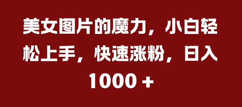 美女图片的魔力，小白轻松上手，快速涨粉，日入几张【揭秘】云米网创-专注分享网络创业落地实操课程 – 全网首发_高质量项目输出云米网创