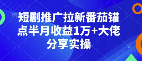 短剧推广拉新番茄锚点半月收益1万+大佬分享实操云米网创-专注分享网络创业落地实操课程 – 全网首发_高质量项目输出云米网创