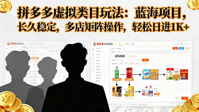 拼多多虚拟类目玩法，蓝海项目，长久稳定，多店矩阵操作，轻松日进1K+云米网创-专注分享网络创业落地实操课程 – 全网首发_高质量项目输出云米网创