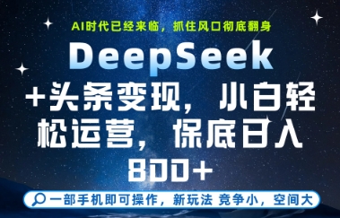 DeepSeek+头条变现，保姆级教学，小白轻松上手，日入8张+【揭秘】云米网创-专注分享网络创业落地实操课程 – 全网首发_高质量项目输出云米网创