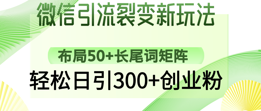 微信引流裂变新玩法：布局50+长尾词矩阵，轻松日引300+创业粉云米网创-专注分享网络创业落地实操课程 – 全网首发_高质量项目输出云米网创