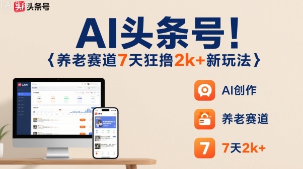 AI头条号，7天狂撸2k+，做养老赛道，新风口新玩法云米网创-专注分享网络创业落地实操课程 – 全网首发_高质量项目输出云米网创