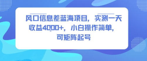 风口信息差蓝海项目，实测一天收益4k+，小白操作简单，可矩阵起号云米网创-专注分享网络创业落地实操课程 – 全网首发_高质量项目输出云米网创