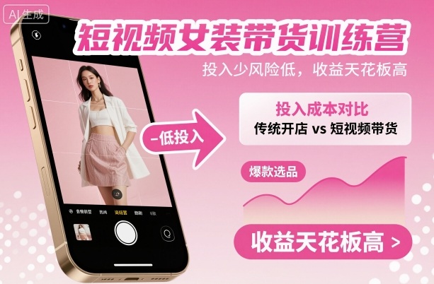 短视频女装带货训练营，投入少风险低，收益天花板高云米网创-专注分享网络创业落地实操课程 – 全网首发_高质量项目输出云米网创