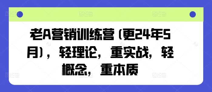 老A营销训练营(更25年3月)，轻理论，重实战，轻概念，重本质云米网创-专注分享网络创业落地实操课程 – 全网首发_高质量项目输出云米网创