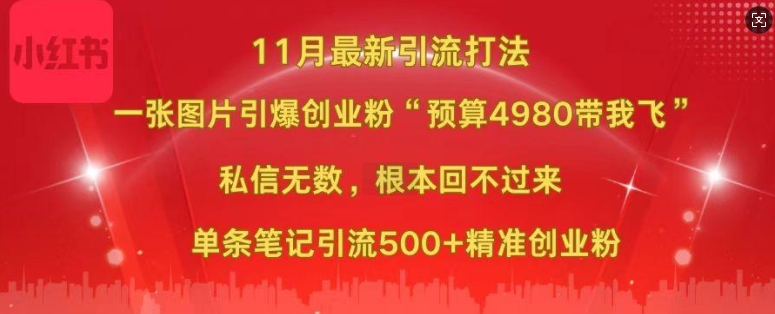 小红书11月最新图片打粉，一张图片引爆创业粉，“预算4980带我飞”，单条引流500+精准创业粉云米网创-专注分享网络创业落地实操课程 – 全网首发_高质量项目输出云米网创