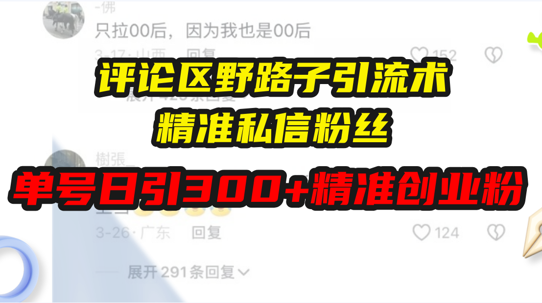 评论区野路子引流术，精准私信粉丝，单号日引流300+精准创业粉云米网创-专注分享网络创业落地实操课程 – 全网首发_高质量项目输出云米网创