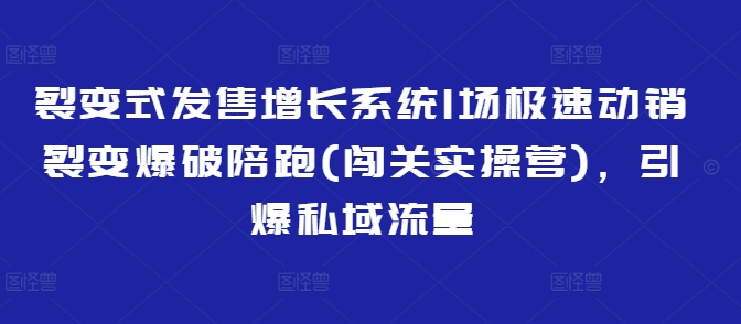 裂变式发售增长系统1场极速动销裂变爆破陪跑(闯关实操营)，引爆私域流量云米网创-专注分享网络创业落地实操课程 – 全网首发_高质量项目输出云米网创
