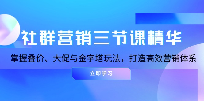社群营销三节课精华：掌握叠价、大促与金字塔玩法，打造高效营销体系云米网创-专注分享网络创业落地实操课程 – 全网首发_高质量项目输出云米网创