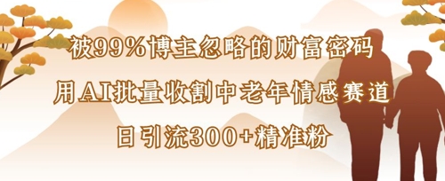 被99%博主忽略的财富密码：用AI批量收割中老年情感赛道，日引流300+精准粉云米网创-专注分享网络创业落地实操课程 – 全网首发_高质量项目输出云米网创
