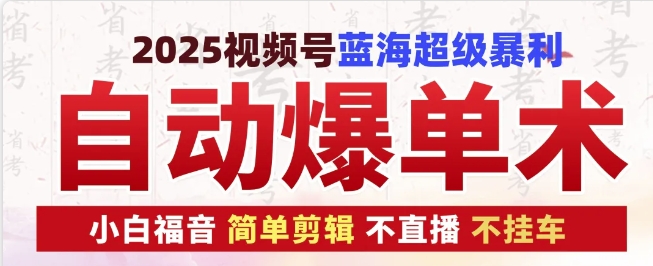 2025视频号蓝海超级暴利自动爆单术1.0 ，小白褔音 简单剪辑 不直播 不挂车云米网创-专注分享网络创业落地实操课程 – 全网首发_高质量项目输出云米网创