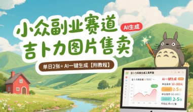 小众副业赛道 吉卜力图片售卖 单日2张+ AI一键生成【附教程】云米网创-专注分享网络创业落地实操课程 – 全网首发_高质量项目输出云米网创